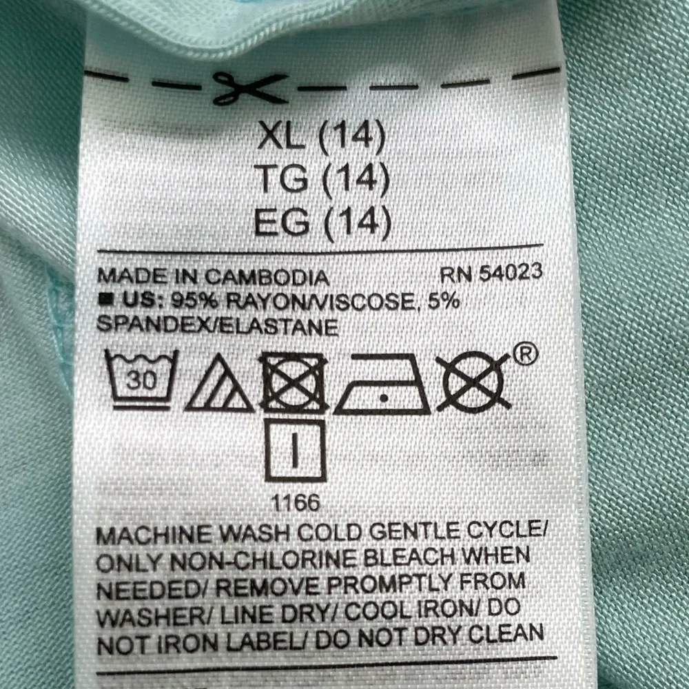 NWT Old Navy Girls Hi-Low Tunic Top Size XL (14) Teal/White